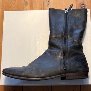 John Fluevog Black Leather Zipper Boots